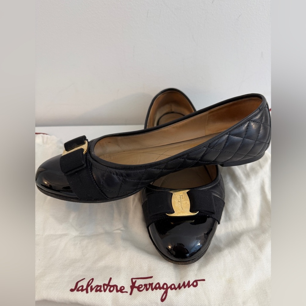 FERRAGAMO woman Varina quilted ballet flats 40B black